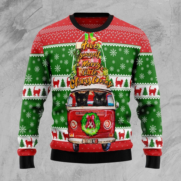 Black Cat Little Christmas Ugly Christmas Sweater | Adult | US2044