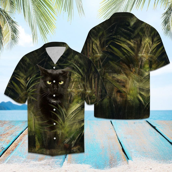 Black Cat So Cool Green Awesome Hawaiian Shirt | For Men & Women | HW1340-BehighStyle