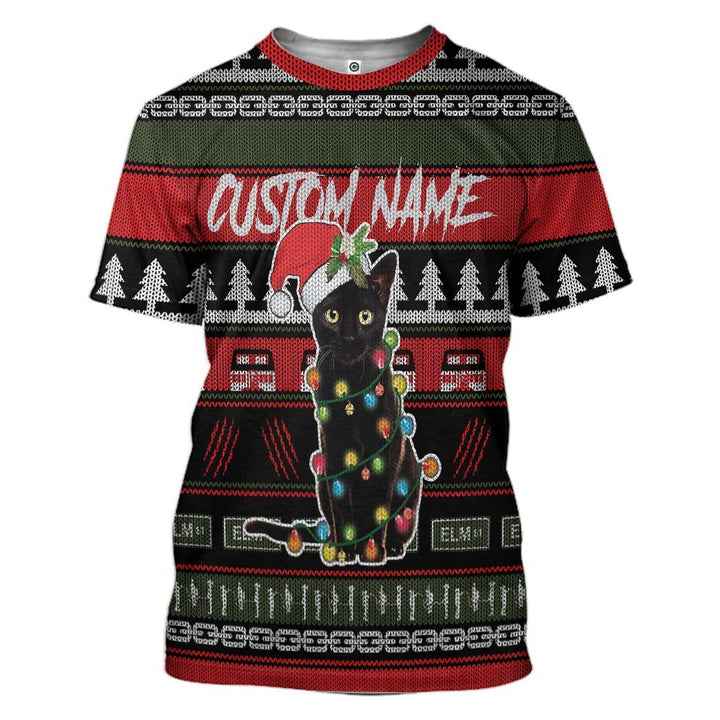 Black Cat Ugly Christmas Custom Name 3D All Over Print | For Men & Women | Adult | CN186-BehighStyle