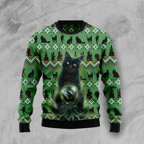 Black Cat Ugly Christmas Sweater | Adult | US2636