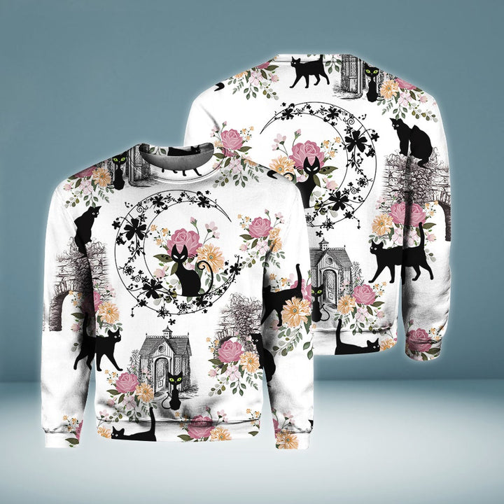 Black Cats With Flowers 3D All Over Print | For Men & Women | Adult | HP1677-BehighStyle