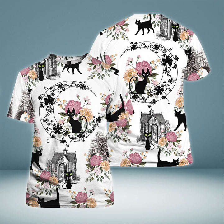 Black Cats With Flowers 3D All Over Print | For Men & Women | Adult | HP1677-BehighStyle