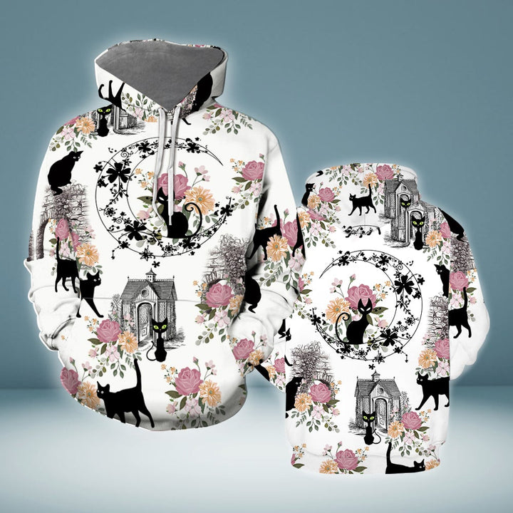 Black Cats With Flowers 3D All Over Print | For Men & Women | Adult | HP1677-BehighStyle