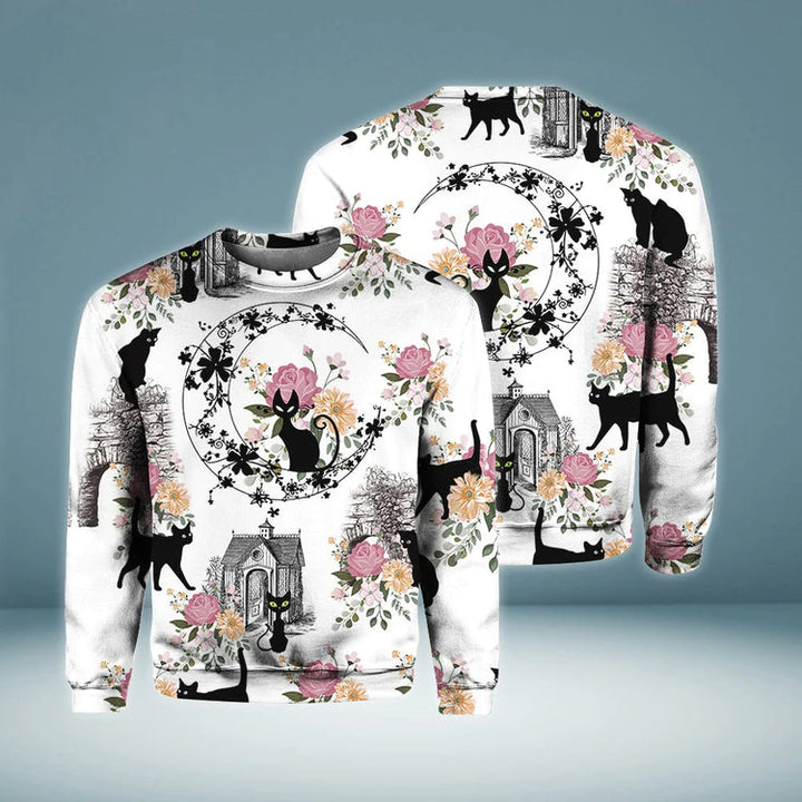 Black Cats With Flowers Cool 3D All Over Print | For Men & Women | Adult | HP726-BehighStyle