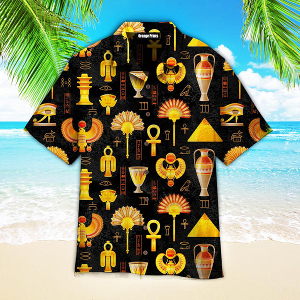 Black Grunge Ancient Egyptian Pattern Hawaiian Shirt | For Men & Women | HW1904-BehighStyle