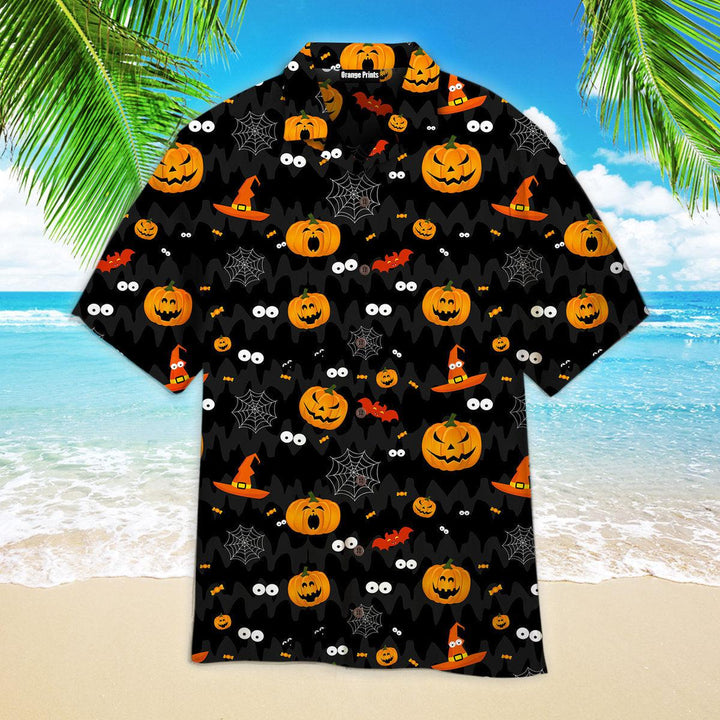 Black Halloween Pumkin Party Pattern Hawaiian Shirt | For Men & Women | HW2592-BehighStyle