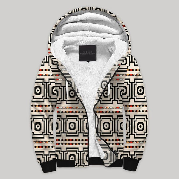 Black Hypnotic Blanket Fleece Zip Hoodie All Over Print | FZ915