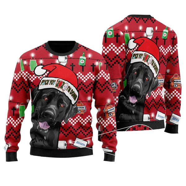 Black Labrador Retriever Ugly Christmas Sweater | Adult | US2374