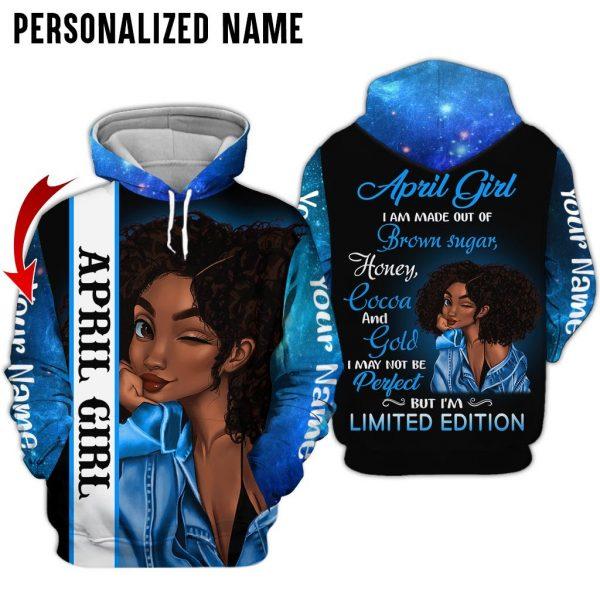 Black Woman April Girl Custom Name 3D All Over Print | Adult | CN298