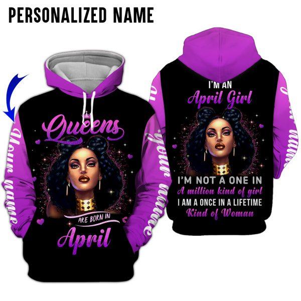 Black Woman April Girl Custom Name 3D All Over Print | Adult | CN299