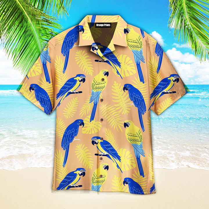 Blue And Gold Bird Tropical Pattern Hawaiian Shirt | For Men & Women | HW1910-BehighStyle