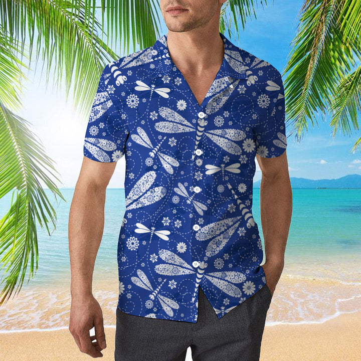 Blue Floral Dragonfly Hawaiian Shirt | For Men & Women | HW1959-BehighStyle