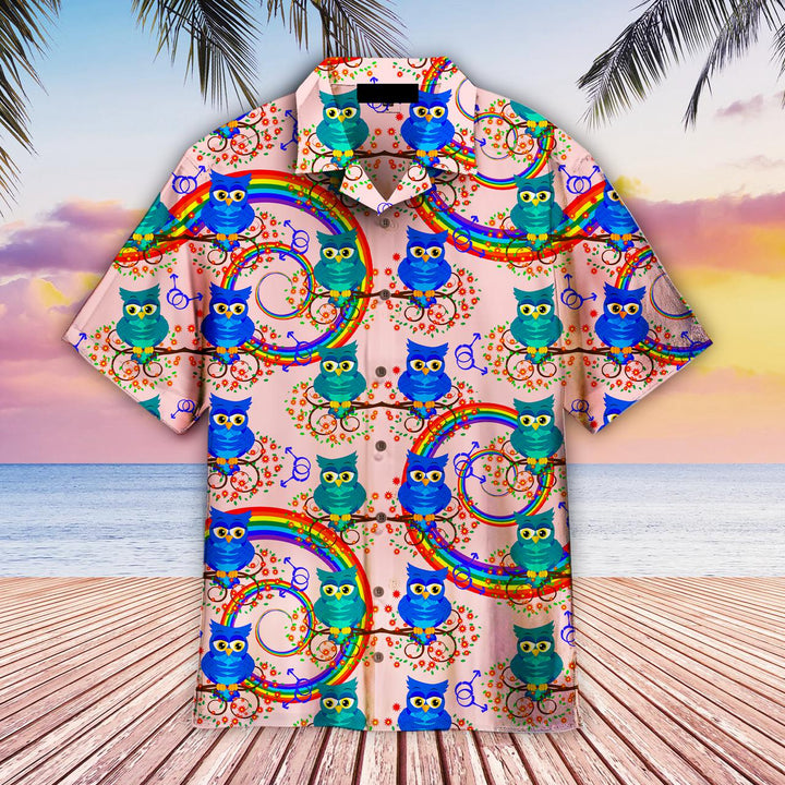 Blue Owlboys On Branches Rainbow Hawaiian Shirt | For Men & Women | HW1955-BehighStyle