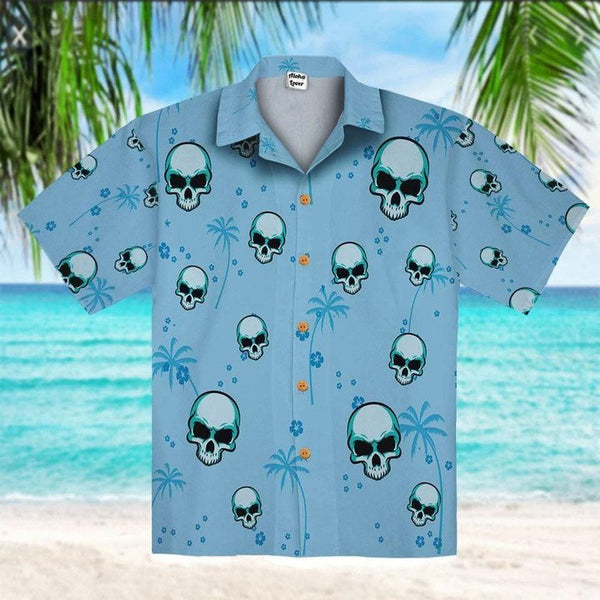 Blue Skull Coconut Tree Hawaiian Shirt | HW2986