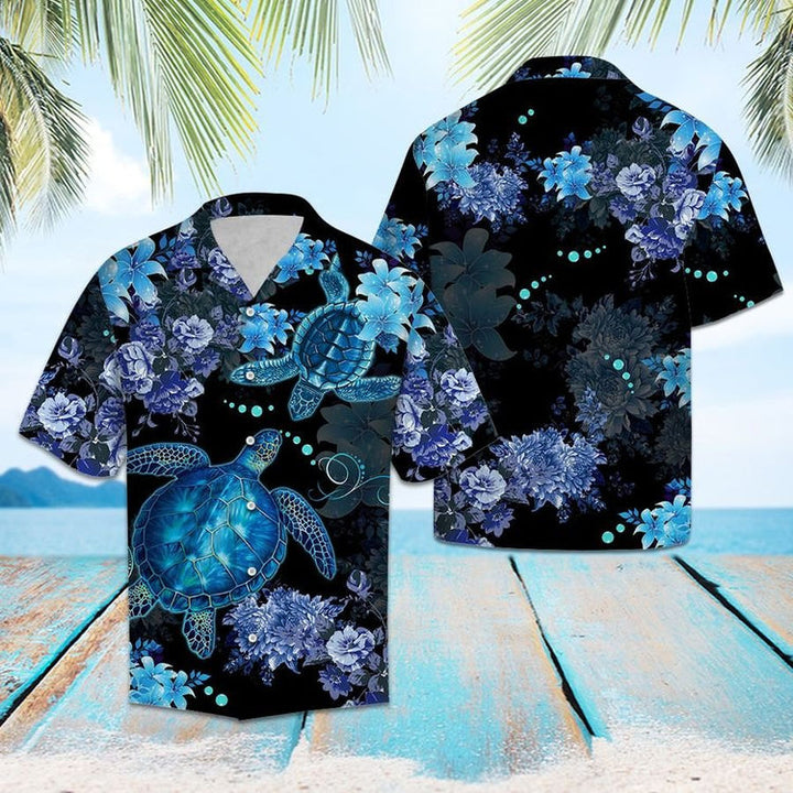 Blue Turtle Flower Cool Design Aloha Hawaiian Shirt | For Men & Women | HW1096-BehighStyle