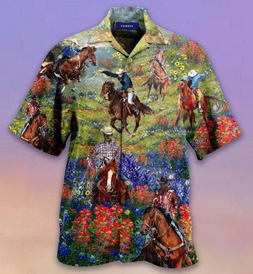 Bluebonnet And Texas Cowboy Hawaiian Shirt | For Men & Women | HW2280-BehighStyle