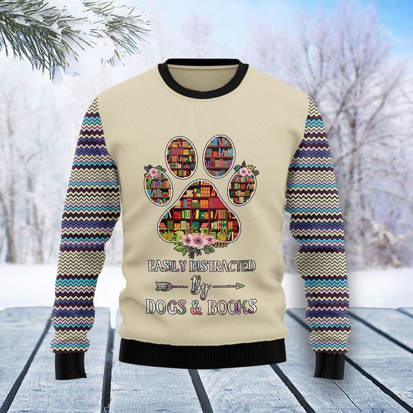 Book And Dogs Ugly Christmas Sweater | For Men & Women | Adult | US1513-BehighStyle