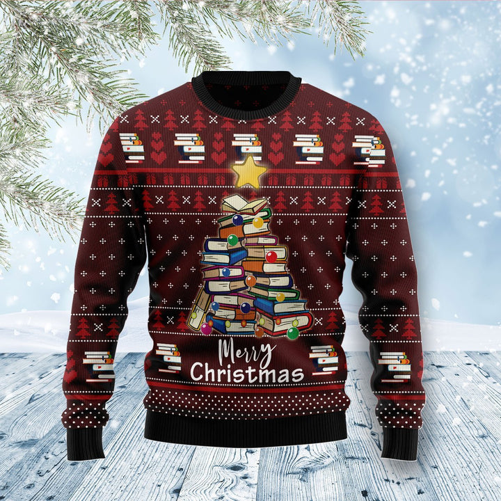 Book Pine Merry Christmas Ugly Christmas Sweater | For Men & Women | Adult | US1584-BehighStyle