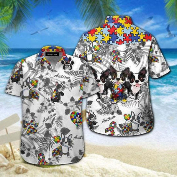 Boston Terrier Autism Hawaiian Shirt | For Men & Women | HW121-BehighStyle