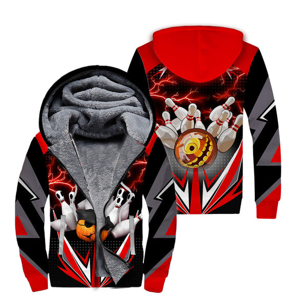 Bowling Red Fire Happy Fleece Zip Hoodie All Over Print | FZ490