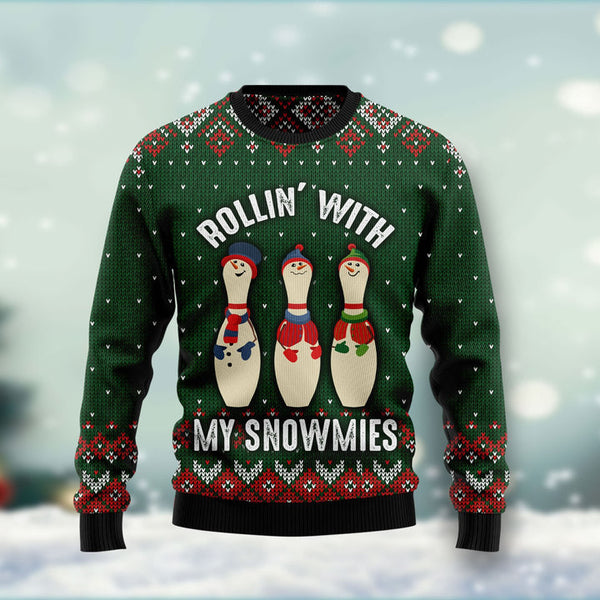 Bowling Rolling With My Snowmies Ugly Christmas Sweater | Adult | US1981