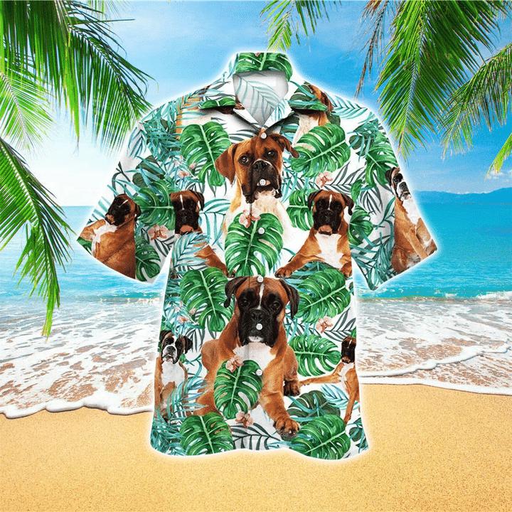 Boxer Dog Looking At You Tropical Plant Hawaiian Shirt | For Men & Women | HW1183-BehighStyle