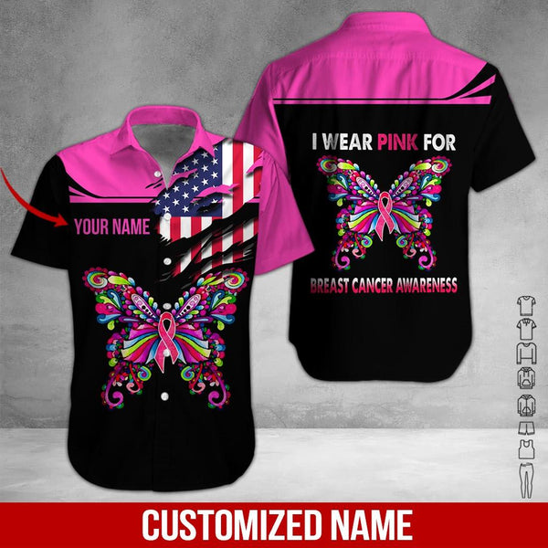 Breast Cancer Awareness Custom Name Aloha Hawaiian Shirt | For Men & Women | HN2925-BehighStyle