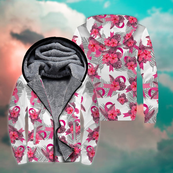 Breast Cancer Awareness Tropical Fleece Zip Hoodie All Over Print | FZ463