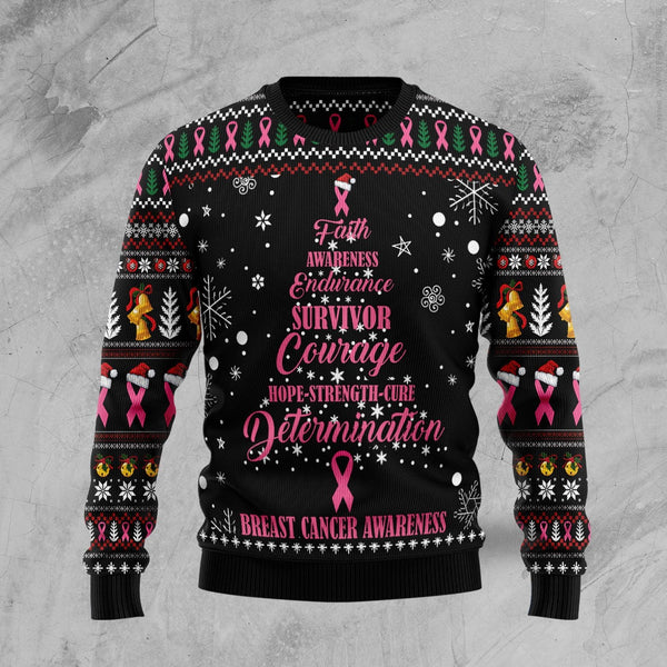 Breast Cancer Christmas Tree Ugly Christmas Sweater | Adult | US1796