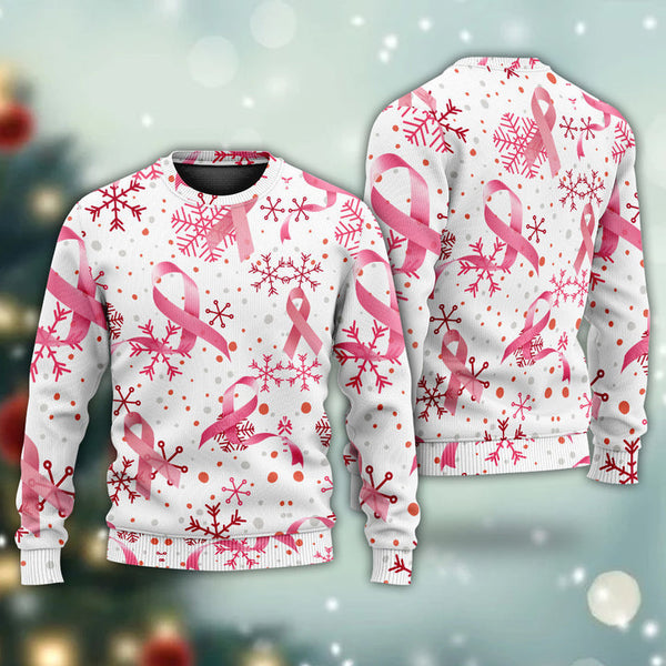 Breast Cancer Pink Ribbon Ugly Christmas Sweater | Adult | US2366