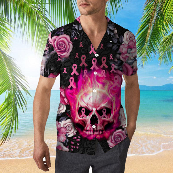 Breast Cancer Pink Skull Hawaiian Shirt | For Men & Women | HW2078-BehighStyle