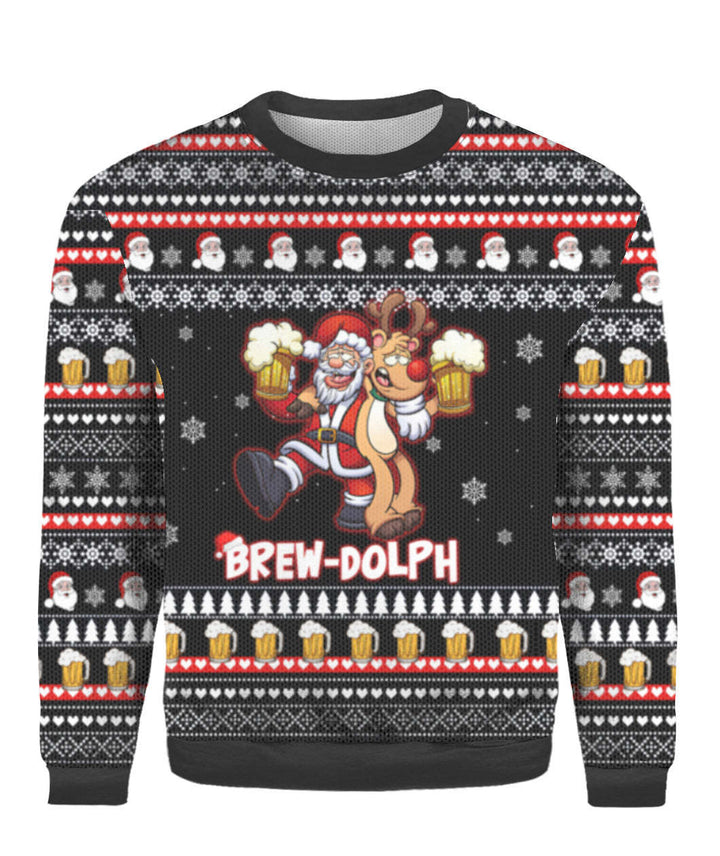 Brewdolph Reindeer Christmas Ugly Christmas Sweater | For Men & Women | Adult | US1568-BehighStyle