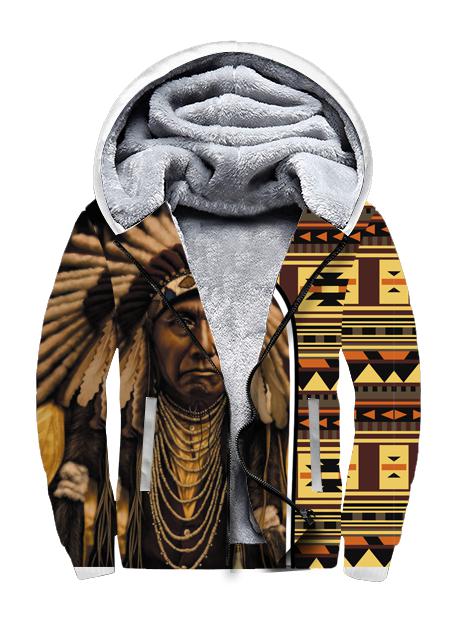 Brown Chief Native Fleece Zip Hoodie All Over Print | FZ619