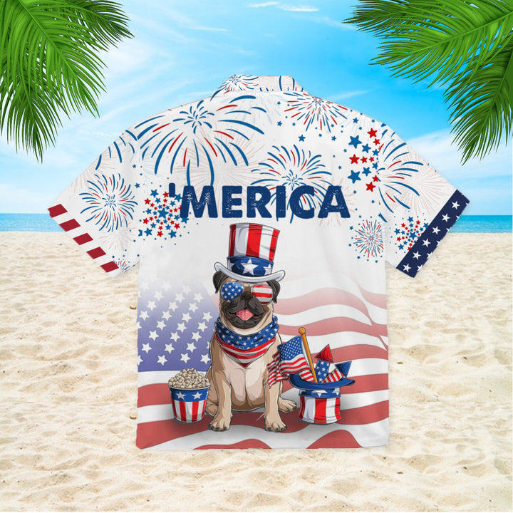 BullDog American Flag 4th Of July Firework Hawaiian Shirt | For Men & Women | HW338-BehighStyle