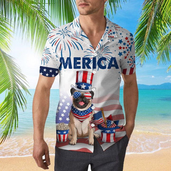 BullDog American Flag 4th Of July Firework Hawaiian Shirt | For Men & Women | HW338-BehighStyle