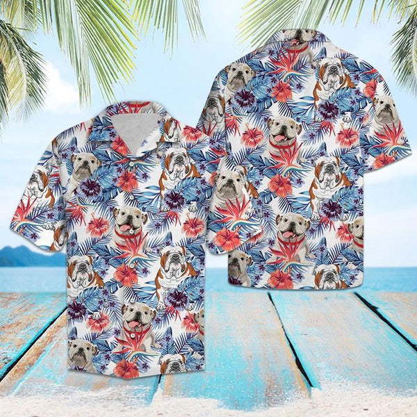 Bulldog Hibiscus Flower Aloha Hawaiian Shirt | For Men & Women | HW537-BehighStyle