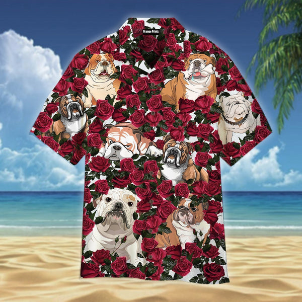 Bulldog Love Rose Aloha Hawaiian Shirt | For Men & Women | HW553-BehighStyle