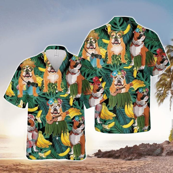 Bulldog Summer Leaves International Dog Day Hawaiian Shirt | For Men & Women | HW1227-BehighStyle