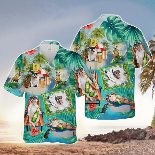 Bulldog Surfing Hawaiian Shirt | For Men & Women | HW1222-BehighStyle