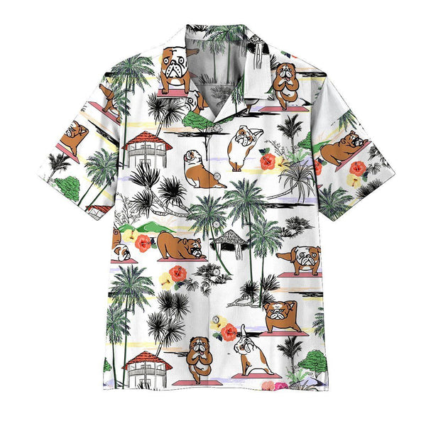 Bulldog Yoga Aloha Hawaiian Shirt | For Men & Women | HW552-BehighStyle