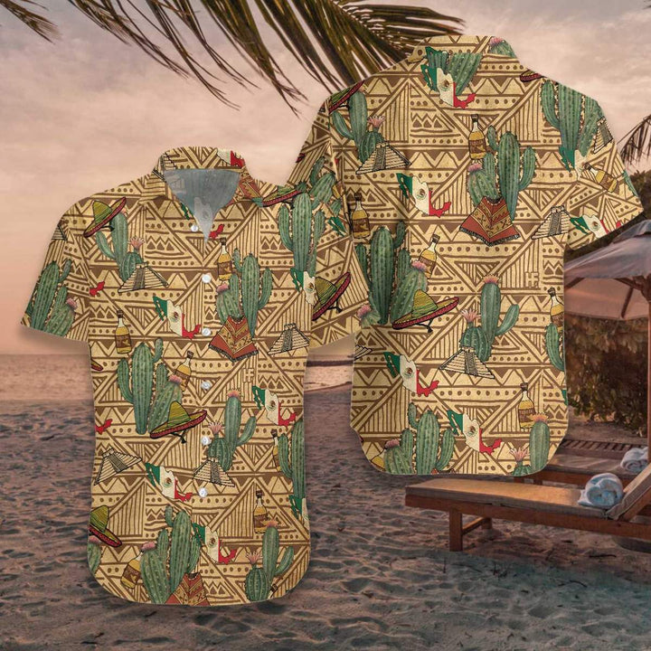 Cactus Mexico Symbols Vintage Hawaiian Shirt | For Men & Women | HW1543-BehighStyle