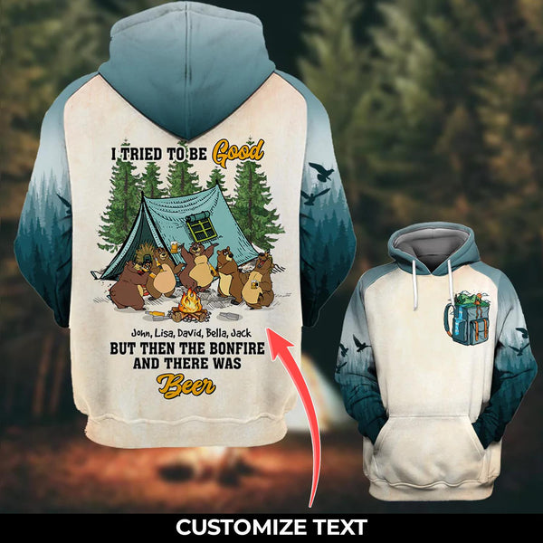 Camping Bears I Tried To Be Good Custom Name 3D All Over Print | Adult | CN283