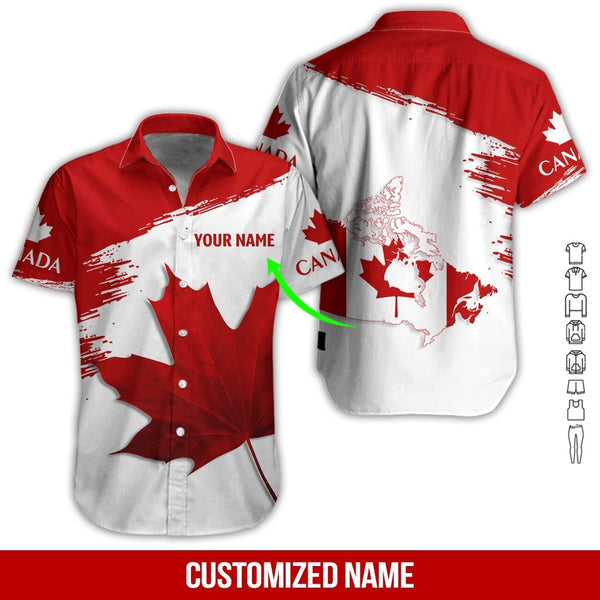 Canada Flag Proud To Be Canadian Custom Name Hawaiian Shirt | For Men & Women | HN668-BehighStyle