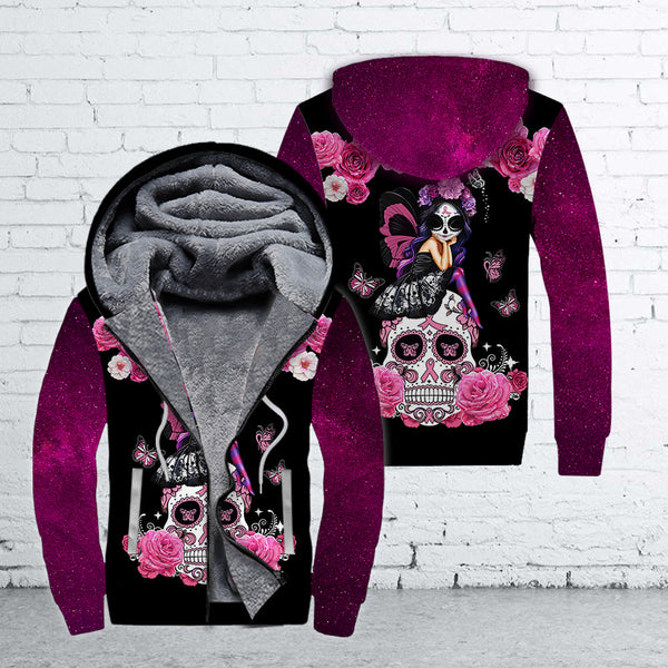 Cancer Awareness Skull Fleece Zip Hoodie All Over Print | FZ306