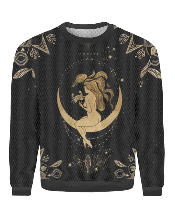 Cancer Golden Zodiac Ugly Christmas Sweater  | For Men & Women | UH2054