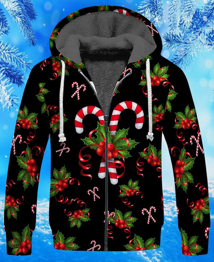 Candy Cane Christmas Soul Fleece Zip Hoodie All Over Print | For Men & Women | FZ207-BehighStyle