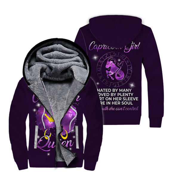 Capricorn Queen Purple Fleece Zip Hoodie All Over Print | FZ693
