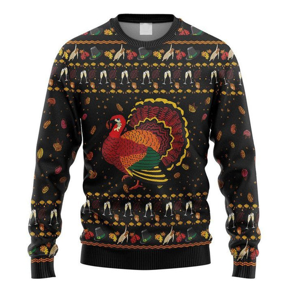 Casespring Party Turkey Thanksgiving Ugly Christmas Sweater | Adult | US2078