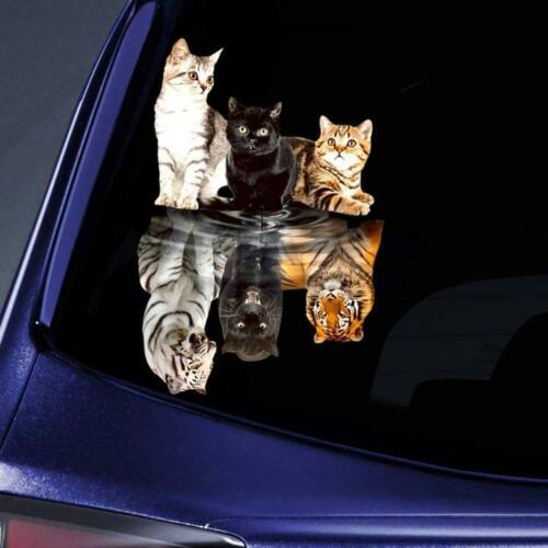 Cat And Tiger Reflection Car Decal Sticker | Waterproof | PVC Vinyl | CS1222-BehighStyle