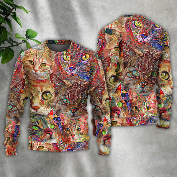 Cat Art Lover Cat Colorful Ugly Christmas Sweater | Adult | US2420